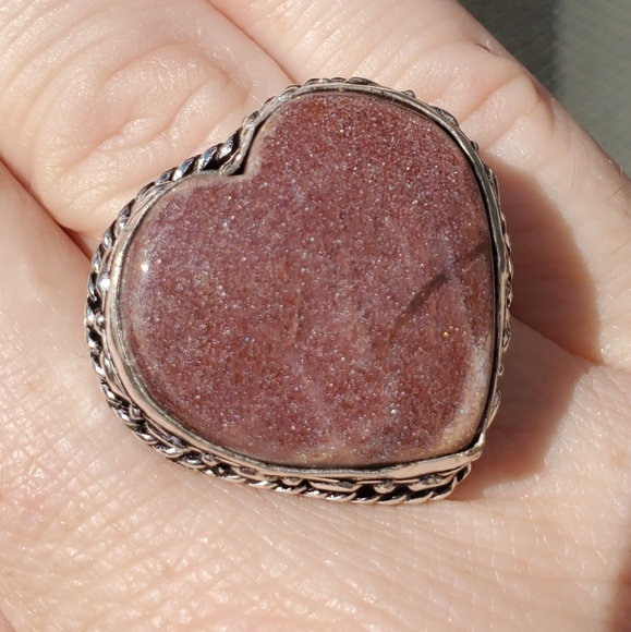New Heart Shaped Red Sunstone 925 Silver Ring. - Picture 11 of 14